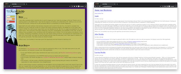 Screenshots of annevankesteren.nl.
